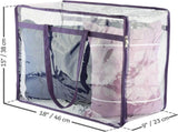 Clear Vinyl Zippered Storage Bags 40L Sturdy Storage Bags for Sweaters, Blankets, V1258-DP02-WO-210