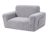 BoPeep Kids Sofa Fold Out Couch 2 In 1 Plush Toddler Lounger for Playroom Grey KD1201-GY-AU
