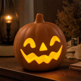 Halloween Pumpkin Light, Matte Terracotta Style Pumpkin Candle Holder, Hollow Face Tabletop Decor V1366-AZ2-W-13190