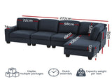 Artiss Modular Sofa Chaise Set 5-seater Dark Grey SBED-C-EP05-DA-GY-ABCDE