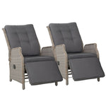 Gardeon 2PC Recliner Chairs Sun lounge Wicker Lounger Outdoor Furniture Adjustable Grey ODF-RCL-RW-FT-GEX2