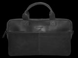 Futura Mens Slimline Leather Laptop Bag School Work Satchel Shoulder Strap - Black V563-A1973LBLACK