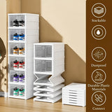 3-Tier Stackable Shoe Storage Box Set, featuring easy-access front-opening waterproof transparent V1106-KDDXZSNH001