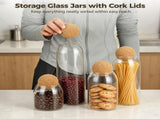 4PCS Storage Glass Jars, Clear Airtight Canisters with Spherical Cork Lid, Food Storage Containers, V1369-AZ3-W-08863