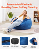 VEVOR 91 cm Round Bean Bag Chair with Removable Cover & Dutch Velvet Blue V952-YXDDY3539INC4SBGOV0
