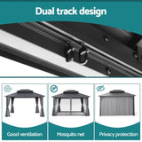 Instahut Gazebo 3x3.65m Canopy Outdoor Steel Frame Patio Tent Curtains Marquee Grey GAZB-IR-ALU-RF-3X3-ABCD