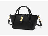 Black Genuine Leather Women's Handbag - Stylish Bucket Bag with Top Handle and Crossbody Strap V888-ELOSUNG17057