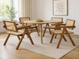 Levede 4x Walnut Wicker Armchair Dining Chair CH1101-WAX4