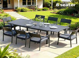 Gardeon Outdoor Dining Set 9PCS Aluminum Extendable Table Chairs Patio Furniture FF-DINING-9ALU-BK-ABC