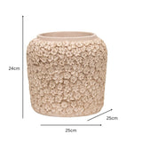 Dusty Pink Flower Embossed Planter w Hole Plug 25cm V637-88757PLN