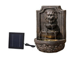 Gardeon Solar Fountain Water Feature Lion Head Wall Fountain 67cm Brown FOUNT-WALL-LION-BR