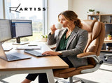 Artiss 8 Point Massage Office Chair PU Leather Brown MOC-1223-EP