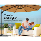 Instahut 3m Outdoor Umbrella Cantilever 360 Degree Tilt Beach Roma Beige UMB-ROMA-8RIB-BG