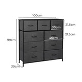Levede 9 Chest of Drawers Storage Cabinet CH1106-DG