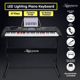 Karrera 61-Keys Electronic LED Keyboard Piano with Stand - Black EKB-CHJ-61-BK-LED