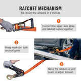 Ratchet Tie Down Straps Kit, 5.08" x 304.8" Tire Straps, 2500kgs Working Load, 11023 LBS Breaking V952-CLJGTJC42X1208QGAV0
