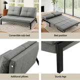 Artiss Sofa Bed 2 Seater Folding Convertible Couch Recliner Lounge Chair SBED-E-FLD02-2S-GY