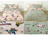 MOJANG Minecraft Reversible Cotton Boys Girls Quilt Cover Set Double V442-CAP-QUILTCS-MINECRAFT-PINKGREY-DS