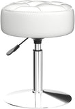 Adjustable Vanity Stool, 360 Swivel Chair for Makeup Room, White Faux Leather Stool for Bathroom & V1258-DP02-C-1414