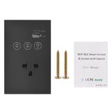 2.4GHz WiFi Wall Touch Light Switch with Type-C USB Power Outlet Neutral Wire Required 2 Way Control V1294-YM0901-HS7880BUS-2