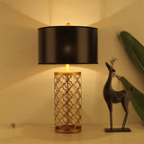 SOGA 4X Golden Hollowed Out Base Table Lamp with Dark Shade TABLELAMPA65X4