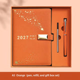 2027 Hardcover Daily Planner Textured Faux Leather Cover, Smooth Eye-Friendly Thick Paper, Gift Box V1232-JSBLH-004