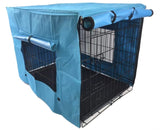 YES4PETS 48' Collapsible Metal Dog Puppy Crate Cat Rabbit Cage With Cover Blue V278-CR48WCOVER