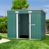 4ft x 8ft Garden Shed Flat Roof Outdoor Storage - Green GSF-BSW-48N-GN