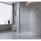 90cm Reeded Glass Shower Screen with White Wall Channel V63-919681