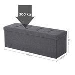 SONGMICS 110cm Folding Storage Ottoman Bench Foot Rest Stool Dark Gray V227-8498402100580