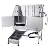 1.57M Pet Dog Bathing Station w/Ramp, Professional Stainless Steel Dog Grooming Tub w/ Soap Box, V952-BXGCWYG62ZKM7I5V3V0