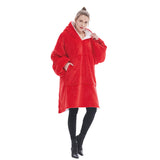 Red Oversized Wearable Blanket Hoodie - Ultra Soft & Cozy Snuggle Pullover for Adults V888-ELOSUNG33401