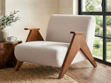 Artiss Armchair Accent Chair Sturdy Upholstered Solid Wood Chenille Fabric White UPHO-K-ARM-FB-BG