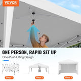 Pop Up Canopy, 2.95 x 2.95 m Instant Canopy Portable Gazebo with 3 Sidewalls & 2 Ventilated Windows, V952-DCSYPPBK1010EPGQXV0