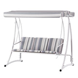 Gardeon Outdoor Swing Chair Garden Bench Furniture Canopy 3 Seater White Grey GSC-BST-3S-WHGR