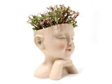 Face Flower Pot with Drainage Resin Succulent Cactus Plant Face Planter Garden Supplies-Multicolor V1263-JX-979