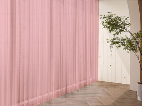 2 Long drop Sheer Voile Curtains 590cm wide 270cm Drop Pinch Pleat30 Hook, Pink V702-CNA5-4-4 PINK