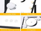 Vanity Makeup with 9 Light Bulbs Touching Control 3 Color Lighting Modes Dimmable Lighted V1294-YM0901-LT200B