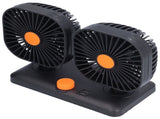 Car Air Cooling Fan Dual Head USB Universal Cooling Device 360 Degree Adjustable Square Low Noise V1294-YM0714-3113210204611