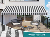 Instahut Retractable Folding Arm Awning Manual Sunshade 5Mx3M Grey White AWN-B-ARM-50X30-GRWH