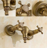 Brass Bathtub Faucet with Antique Finish Wall-Mounted Hot & Cold Water Faucet for Bathroom and V1107-113-90729