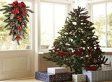 Christmas garland, pinecone garland, berry garland, plaid bow garland, Christmas decoration, holiday V1106-128-63026-GRN-CHRISTMAS