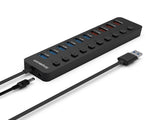 Simplecom CHU810 48W 10-Port USB 3.0 Hub and Charger with Individual Switches 12V/4A Power Adapter V28-CHU810
