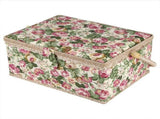 Fabric Floral Printed Sewing Basket Craft Box Household Sundry Storage Organizer with Handle V1294-YM0901-JY01858
