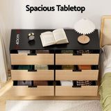 Artiss 6 Chest of Drawers Dresser Table Black&Pine FUR-U-CDR-07-BKWD-AB