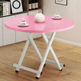 SOGA 2X Pink Dining Table Portable Round Surface Space Saving Folding Desk Home Decor TABLERD726X2