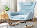 Artiss Rocking Chair Armchair Pillow Velvet Blue UPHO-B-ROCK01-VEL-GN