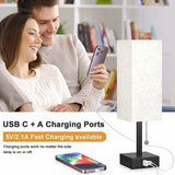 Dimmable Bedside Lamp with USB A and USB C Charging Ports LED Bulb Pull Chain Switch, 3000K 4000K V1237-ZY-528-199