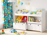Keezi 3 Tiers Kids Bookshelf Storage Children Bookcase Toy Box Organiser Display White FUNKI-K-TO-3058-B-WH