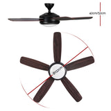 Devanti 52'' Ceiling Fan AC Motor 5 Blades w/Light - Dark Wood CF-B-52-5B-0YY-DW